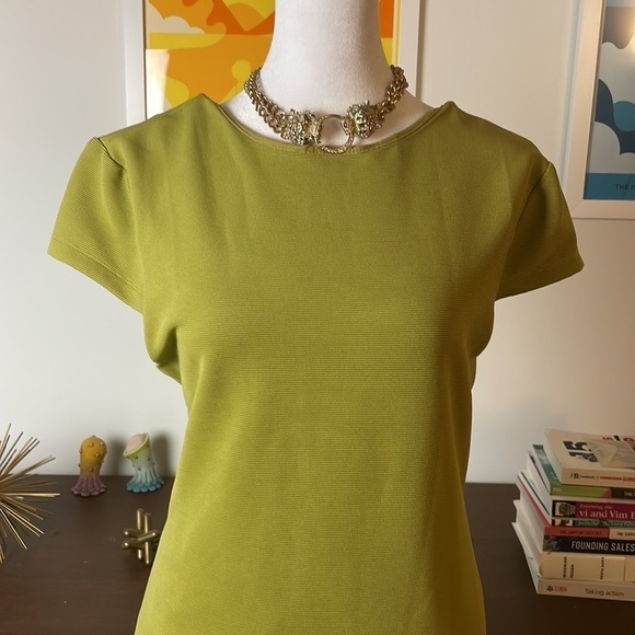 Philosophy | Mustard Dark Lime 💛 Long Cap Sleeve Plunge back dress - Picture 3 of 11